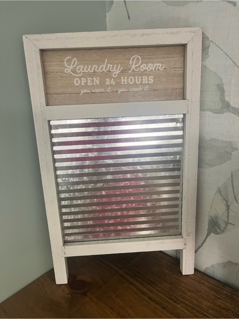 Target White and Silver 'Laundry Room Open 24 Hours' Decorative Washboard